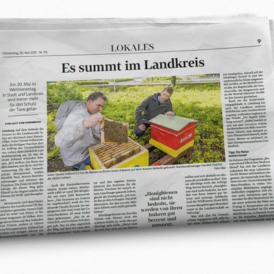 AVACON Bienen – Pressebericht mit aufmerksamkeitsstarkem Foto in der führenden Lüneburger Tageszeitung